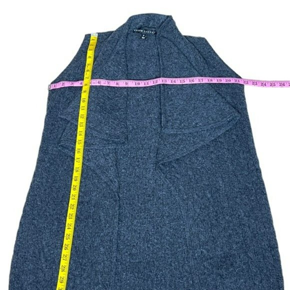 Ralph Lauren Black Label Charcoal Gray Cashmere Drape Open Sweater Vest Size M - Picture 10 of 15